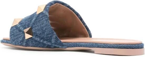 Valentino Garavani Rockstud-embellished denim sandals Blue