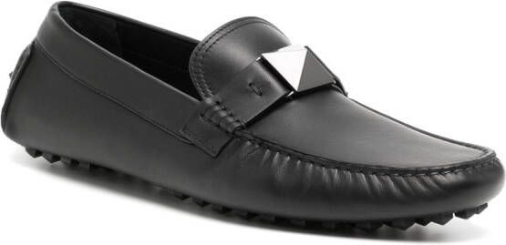 Valentino Garavani Rockstud embellished driver shoes Black