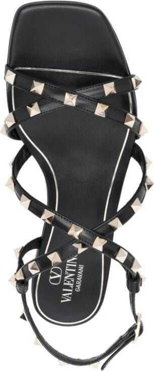 Valentino Garavani Rockstud-embellished flat leather sandals Black