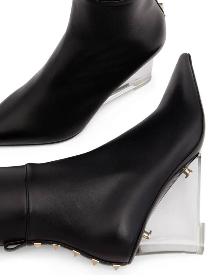 Valentino Garavani Rockstud-embellished leather boots Black