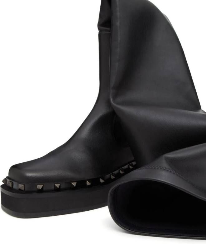 Valentino Garavani Rockstud-embellished thigh boots Black