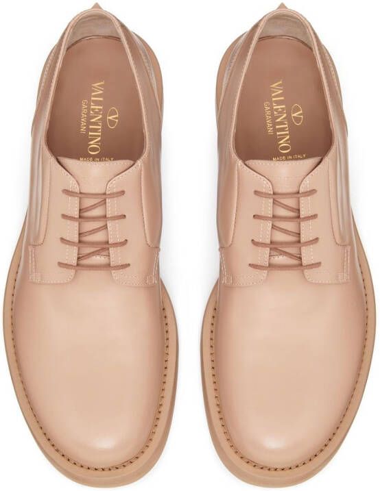 Valentino Garavani Rockstud Essential leather derby shoes Neutrals