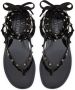 Valentino Garavani Rockstud flat lace-up thong sandals Black - Thumbnail 4