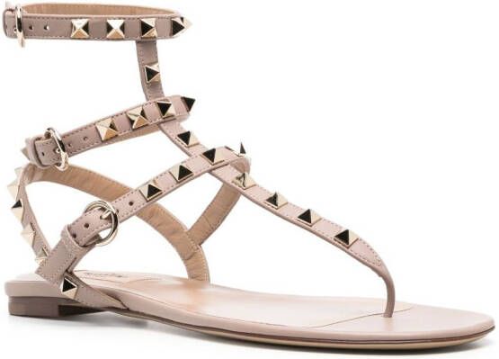 Valentino Garavani Rockstud flat leather sandals Pink