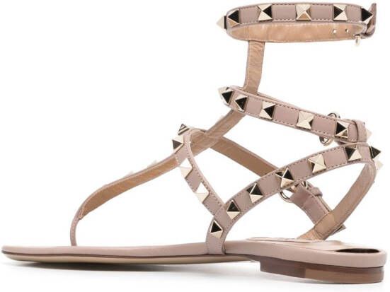 Valentino Garavani Rockstud flat leather sandals Pink