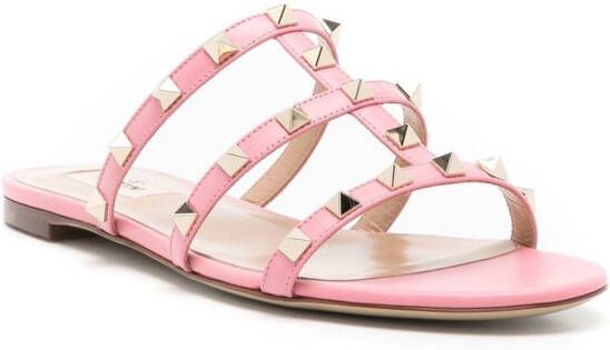 Valentino Garavani Rockstud flat strappy sandals Pink