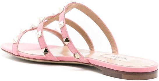 Valentino Garavani Rockstud flat strappy sandals Pink