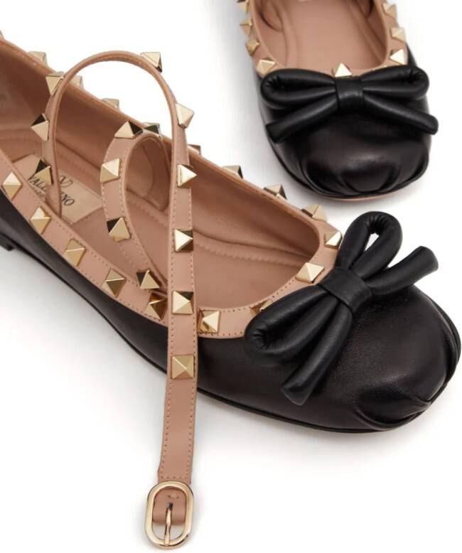 Valentino Garavani Rockstud leather ballerina shoes Black
