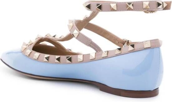 Valentino Garavani Rockstud leather ballerina shoes Blue