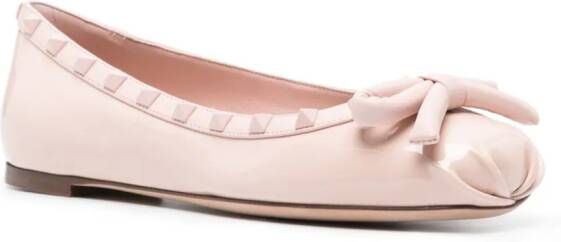Valentino Garavani Rockstud leather ballerina shoes Pink