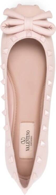 Valentino Garavani Rockstud leather ballerina shoes Pink
