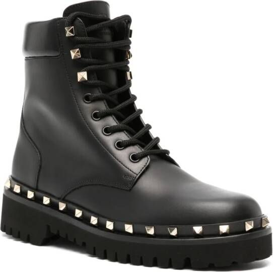 Valentino Garavani Rockstud leather combat boots Black