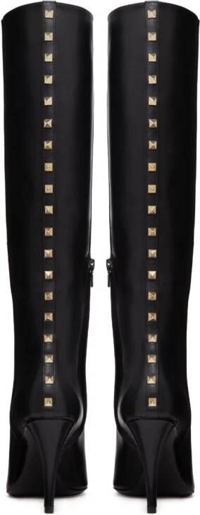 Valentino Garavani Rockstud 90mm knee-high leather boots Black