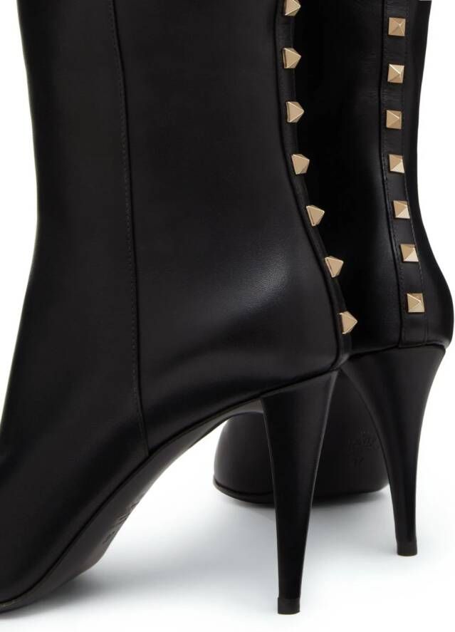Valentino Garavani Rockstud 90mm knee-high leather boots Black