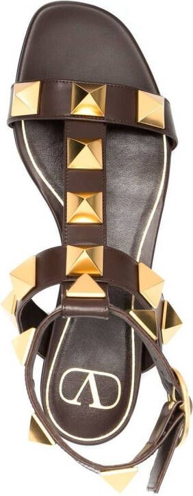 Valentino Garavani Rockstud leather sandals Brown