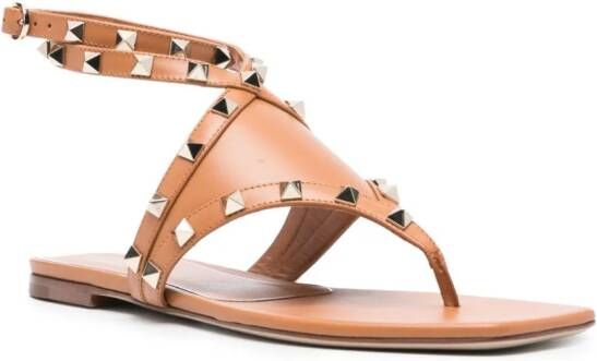 Valentino Garavani Rockstud leather sandals Brown