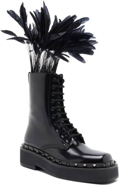 Valentino Garavani Rockstud M-Way 50mm leather boots Black