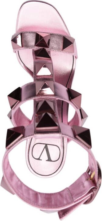 Valentino Garavani Rockstud metallic-effect 100mm sandals Pink