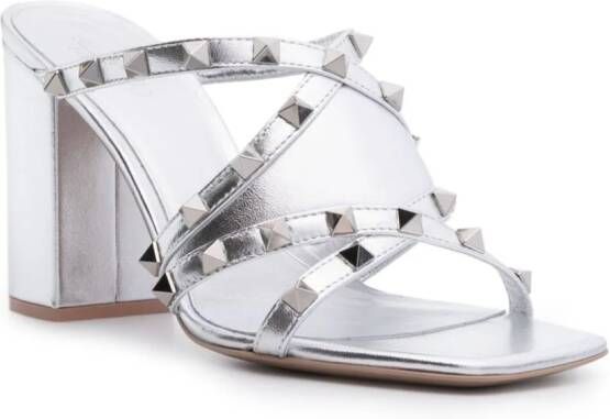 Valentino Garavani Rockstud metallic-leather sandals Silver