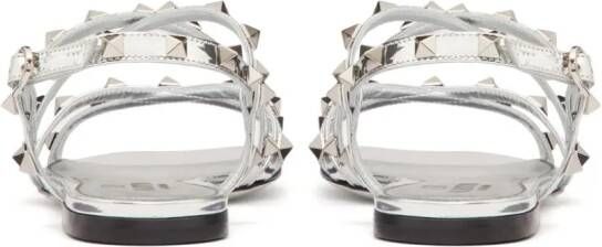 Valentino Garavani Rockstud mirrored leather sandals Silver