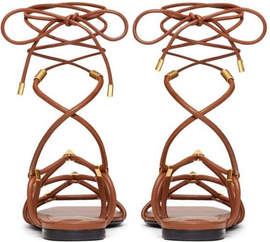 Valentino Garavani Rockstud Net lace-up sandals Brown