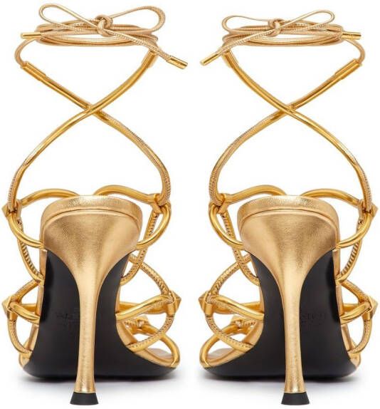 Valentino Garavani Rockstud Net lace-up sandals Gold