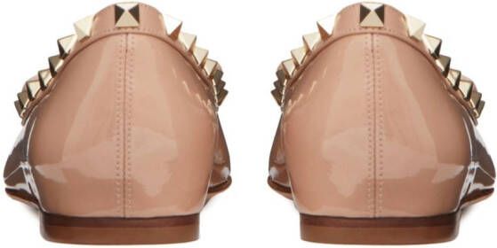Valentino Garavani Rockstud patent-leather ballerina shoes Pink