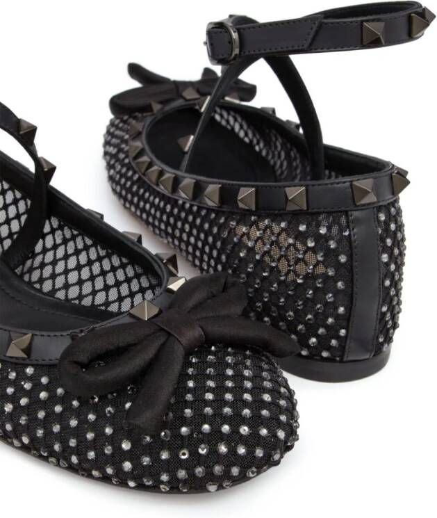 Valentino Garavani Rockstud rhinestone-embellished ballerina shoes Black