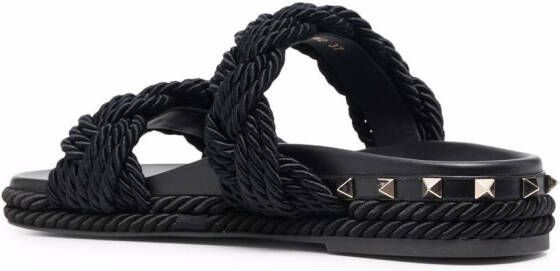 Valentino Garavani Rockstud rope sandals Black