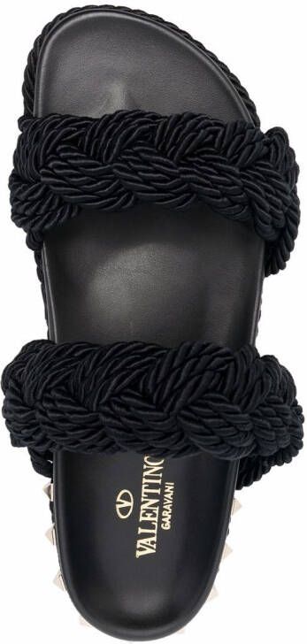 Valentino Garavani Rockstud rope sandals Black