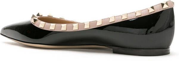 Valentino Garavani Rockstud patent leather ballerina shoes Black