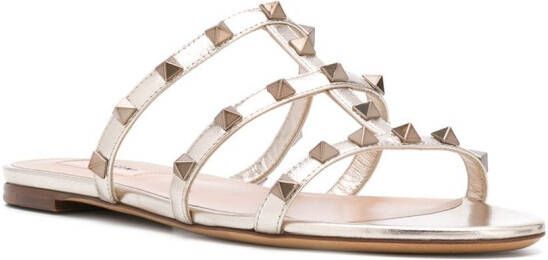 Valentino Garavani Rockstud T-strap sandals Gold