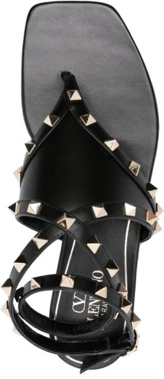 Valentino Garavani Rockstud thong-strap leather sandals Black