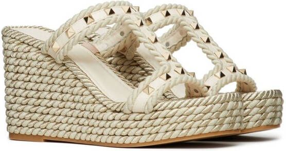 Valentino Garavani Rockstud Torchon 90mm wedge sandals Neutrals