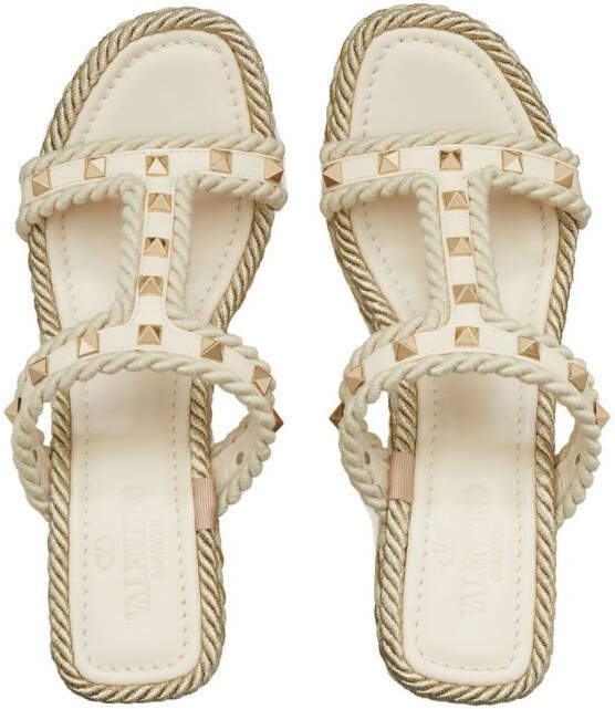 Valentino Garavani Rockstud Torchon 90mm wedge sandals Neutrals