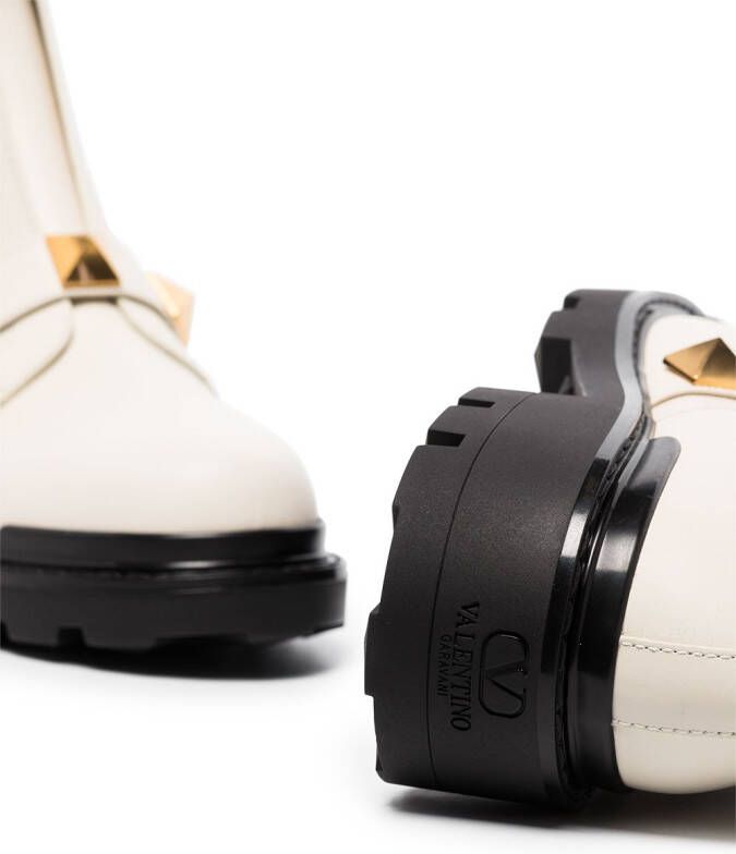 Valentino Garavani Roman Stud biker boots White
