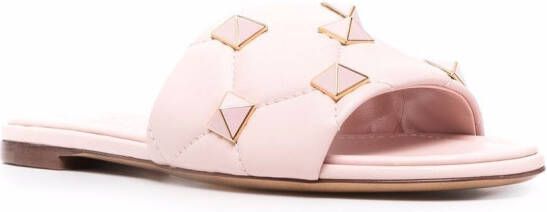 Valentino Garavani Roman Stud flat slide sandals Pink