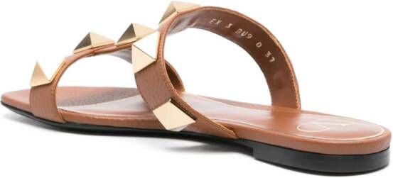 Valentino Garavani Roman Stud leather sandals Brown