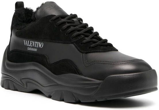 Valentino Garavani shearling lined low-top sneakers Black