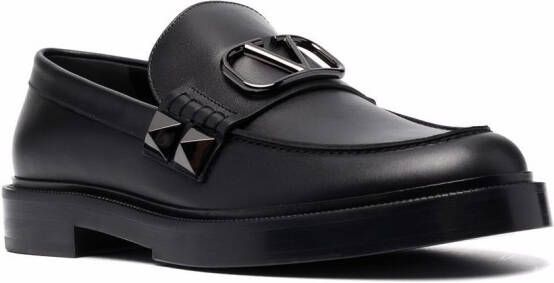 Valentino Garavani Stud Sign leather loafers Black