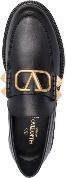 Valentino Garavani Stud Sign leather loafers Black