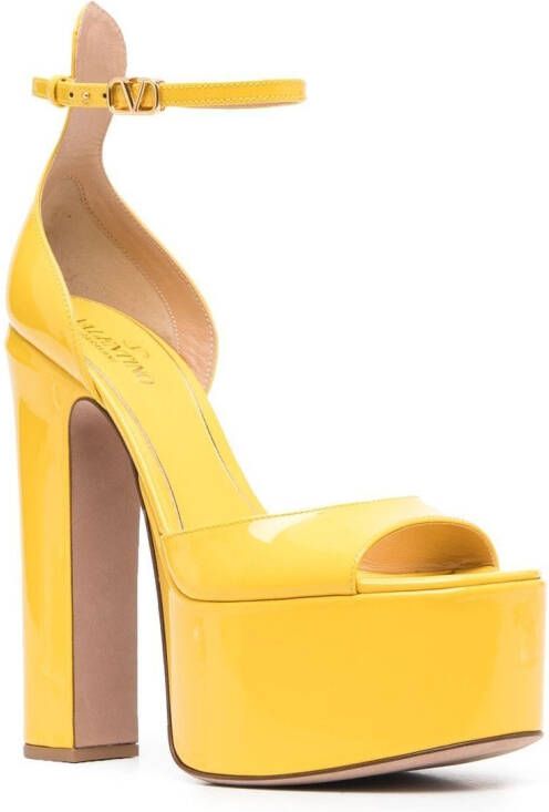Valentino Garavani Tan-Go 155mm patent-leather sandals Yellow