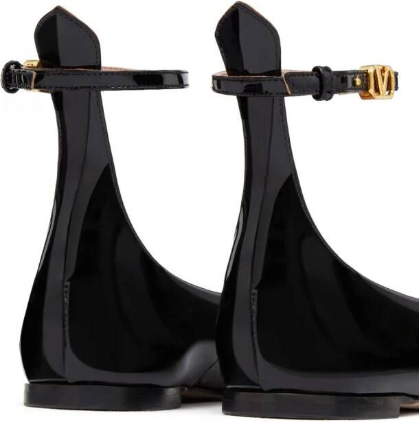 Valentino Garavani Tan-Go patent-leather ballerina shoes Black