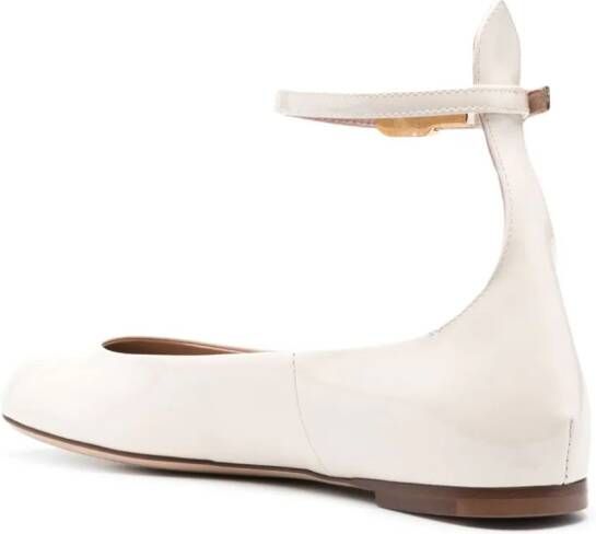 Valentino Garavani Tan-Go patent-leather ballerina shoes Neutrals