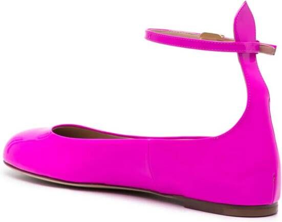 Valentino Garavani Tan-Go patent-leather ballerina shoes Pink