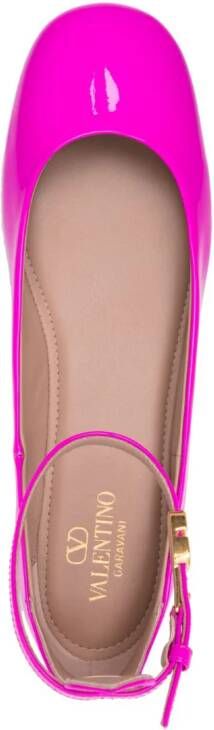 Valentino Garavani Tan-Go patent-leather ballerina shoes Pink