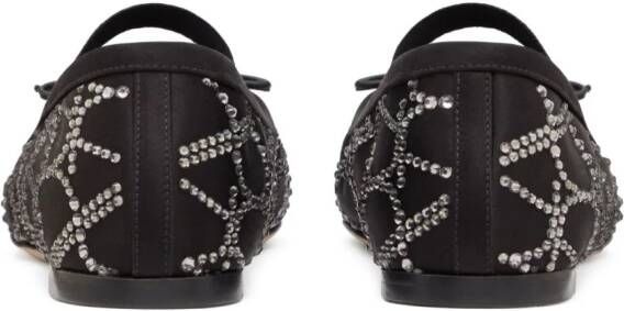 Valentino Garavani Toile Iconographe embellished ballerina shoes Black