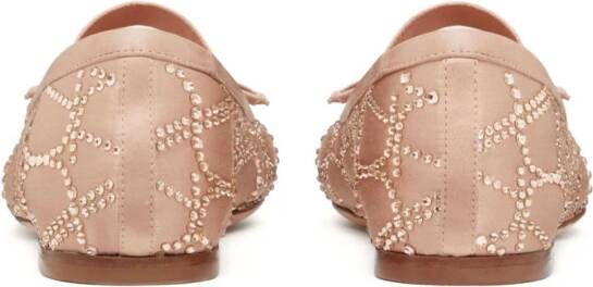 Valentino Garavani Toile Iconographe embellished ballerina shoes Neutrals