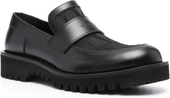 Valentino Garavani Toile Iconographe leather loafers Black