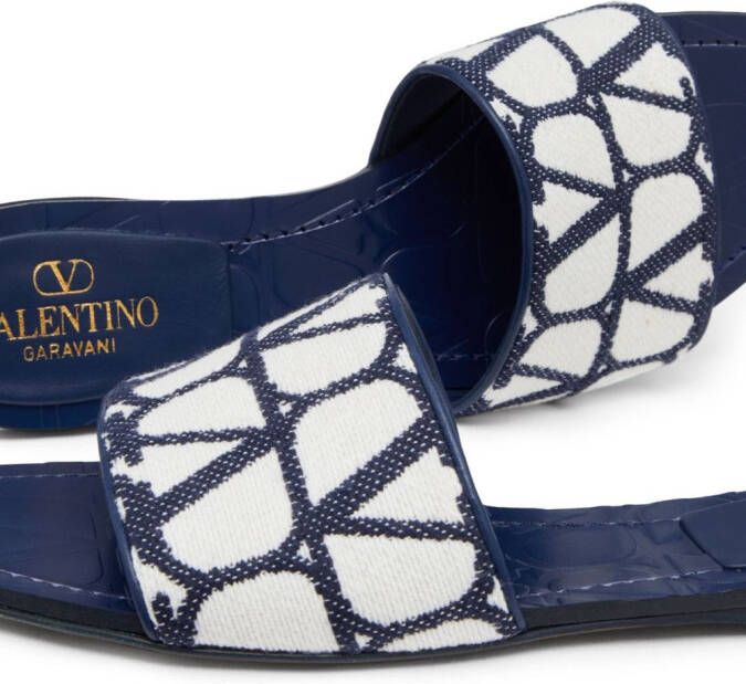 Valentino Garavani Toile Iconographe embroidered slides Blue